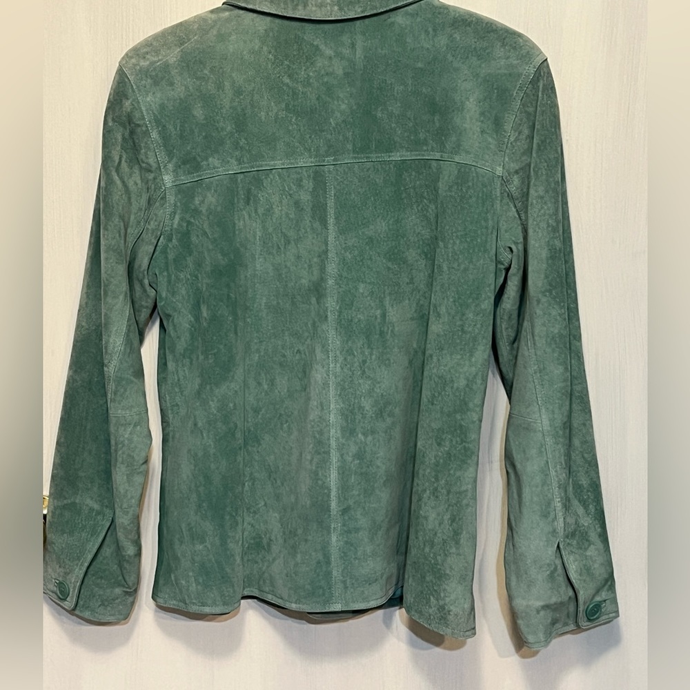 Atelier by B Thomas Teal Leather shirt/jacket Sz M - Picture 10 of 15